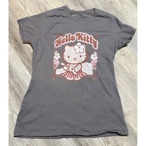 Sanrio Hello Kitty T‎ Shirt Gray Graphic Tee Women's Size Small